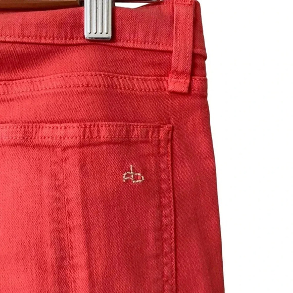 rag & bone Zipper Capri Jeans 30 Vermillion Coral Pink Cropped Skinny High Rise - Picture 10 of 14